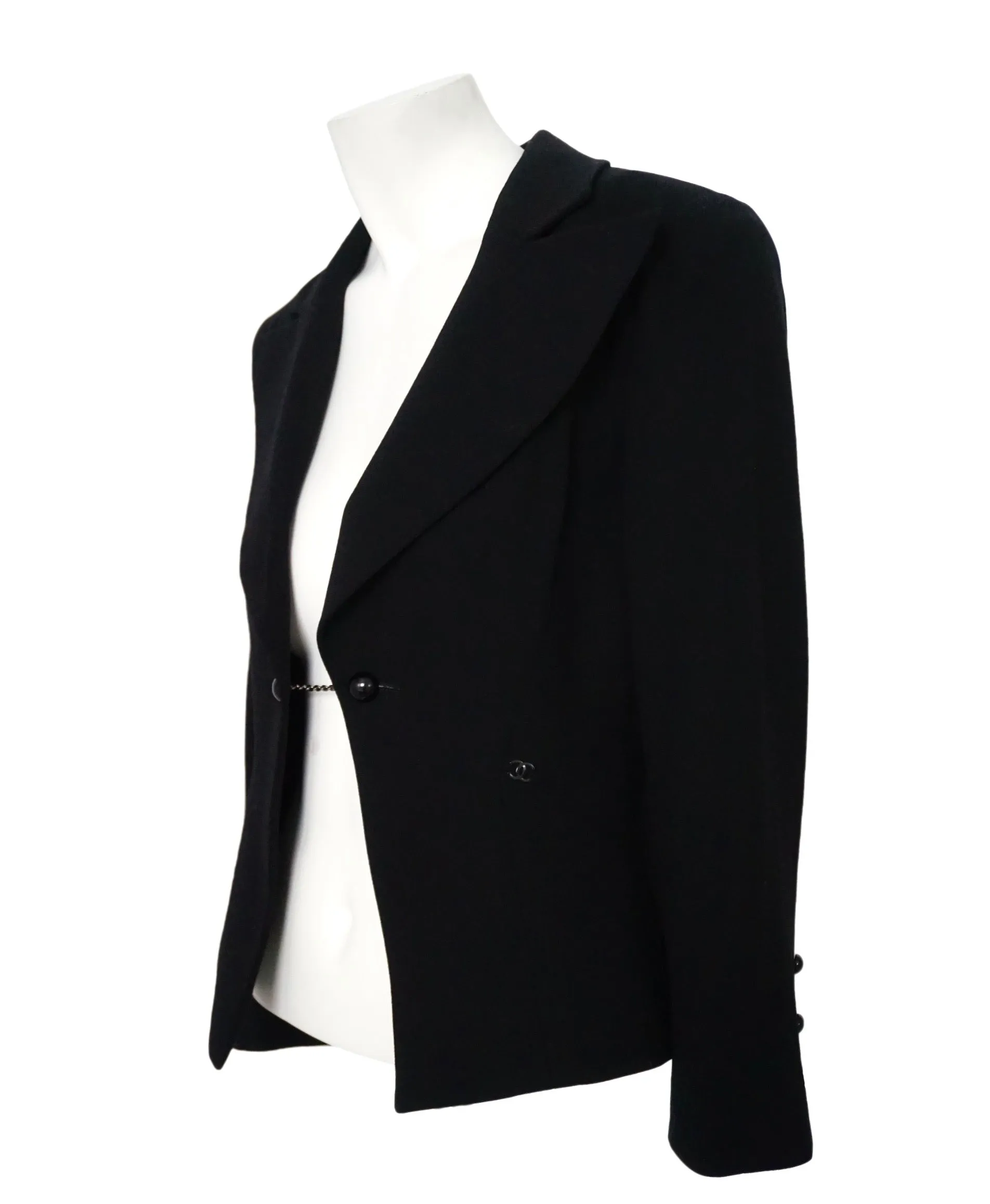 Chanel Vintage Black Wool Blazer