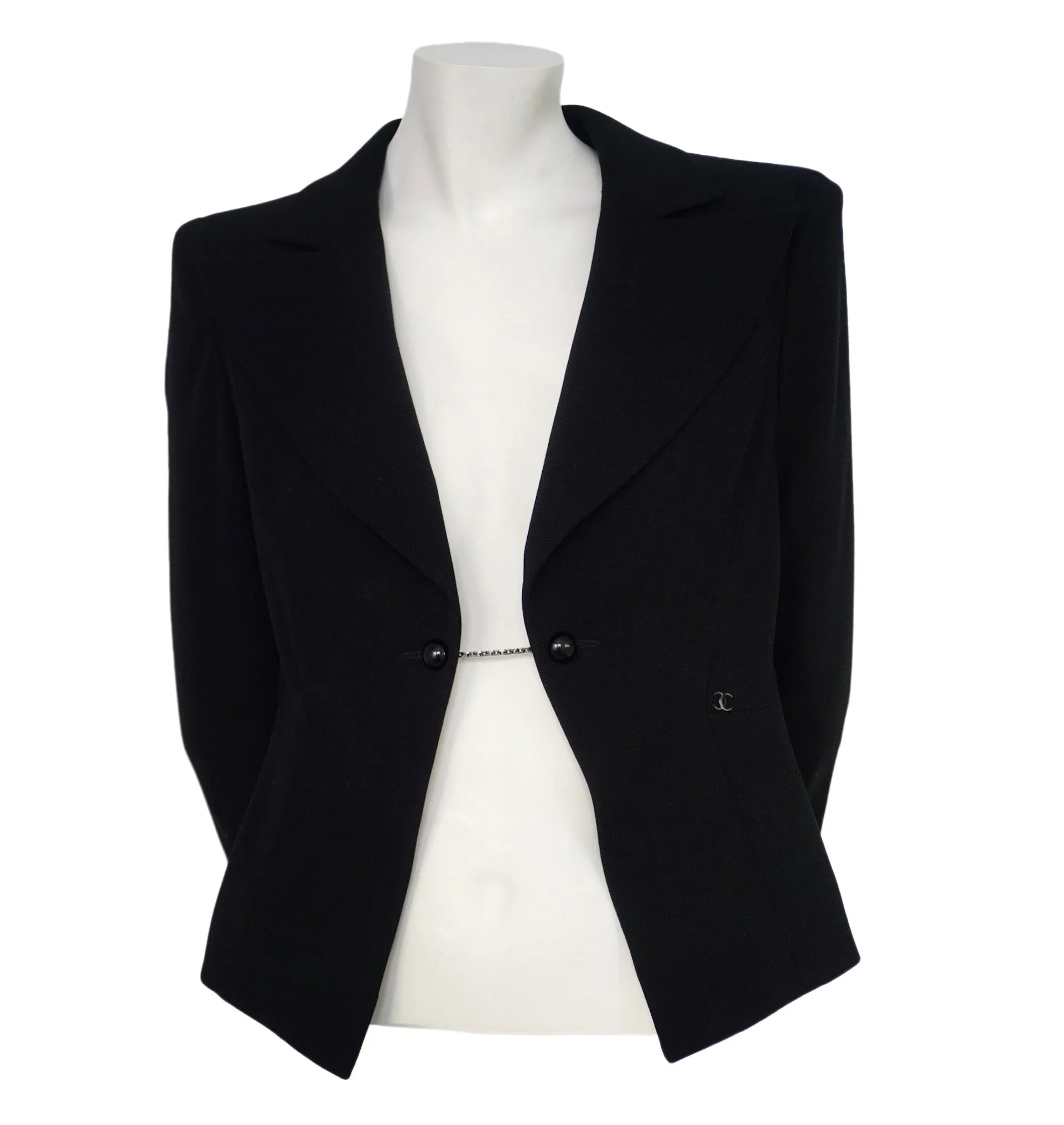 Chanel Vintage Black Wool Blazer
