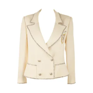 Chanel White Logo Crest Blazer
