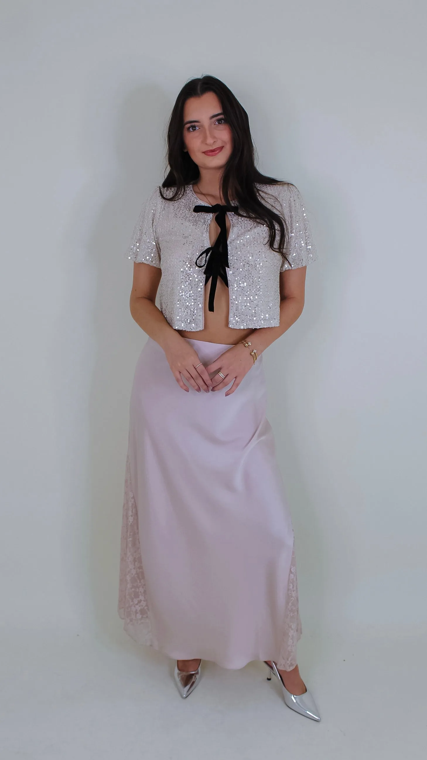 Charlene Pearl Stain Lace Midi Skirt