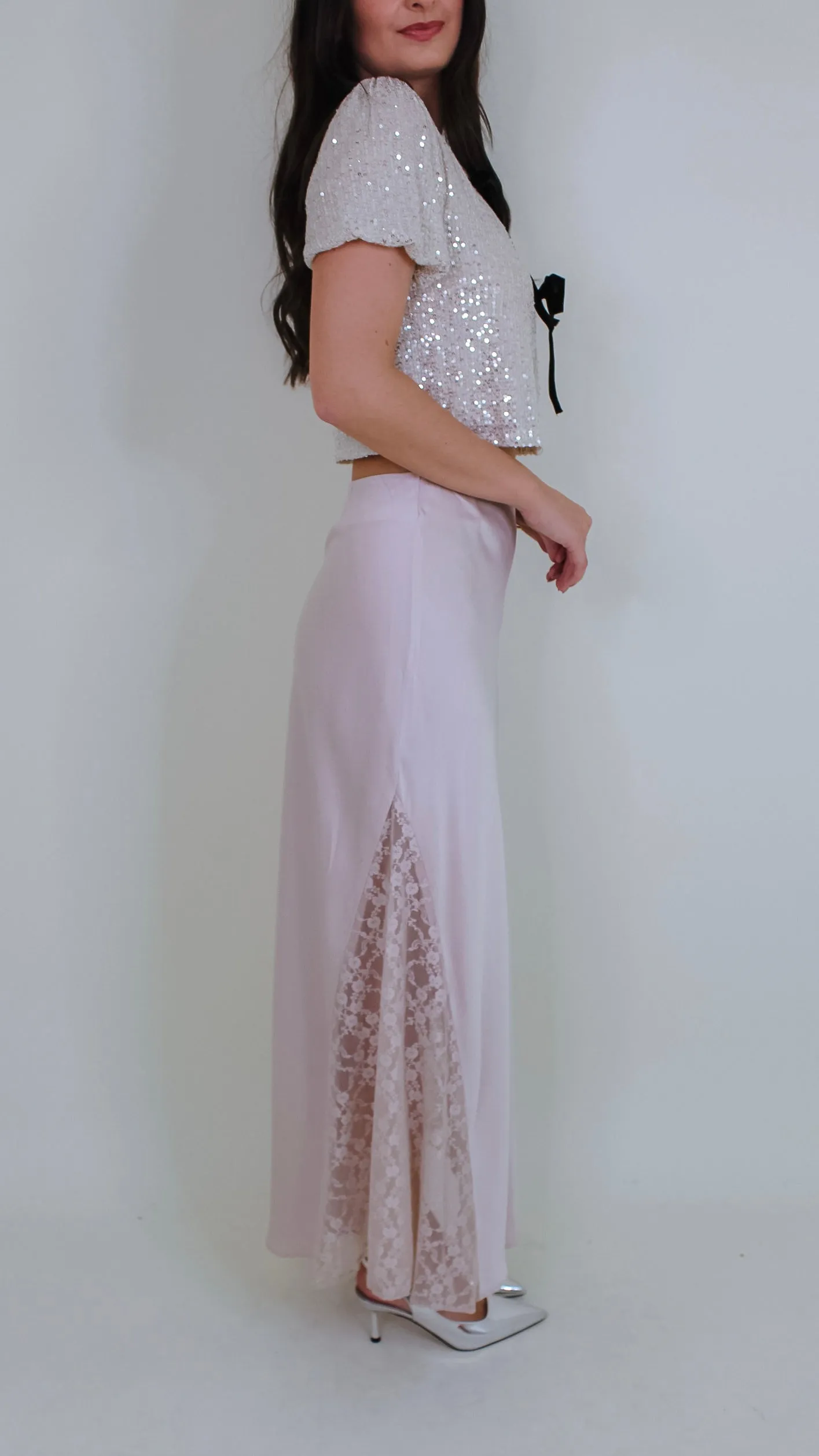 Charlene Pearl Stain Lace Midi Skirt