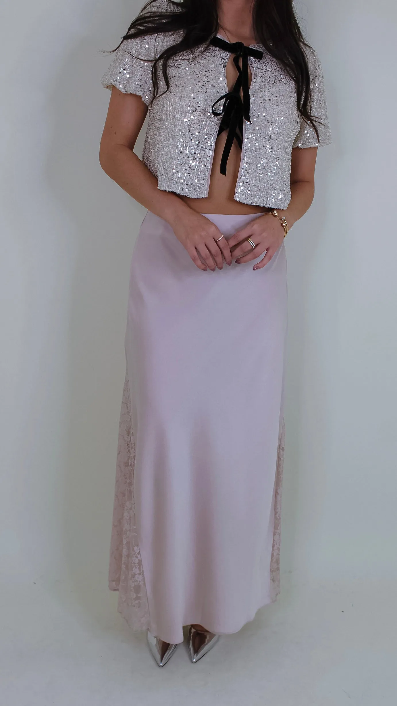 Charlene Pearl Stain Lace Midi Skirt