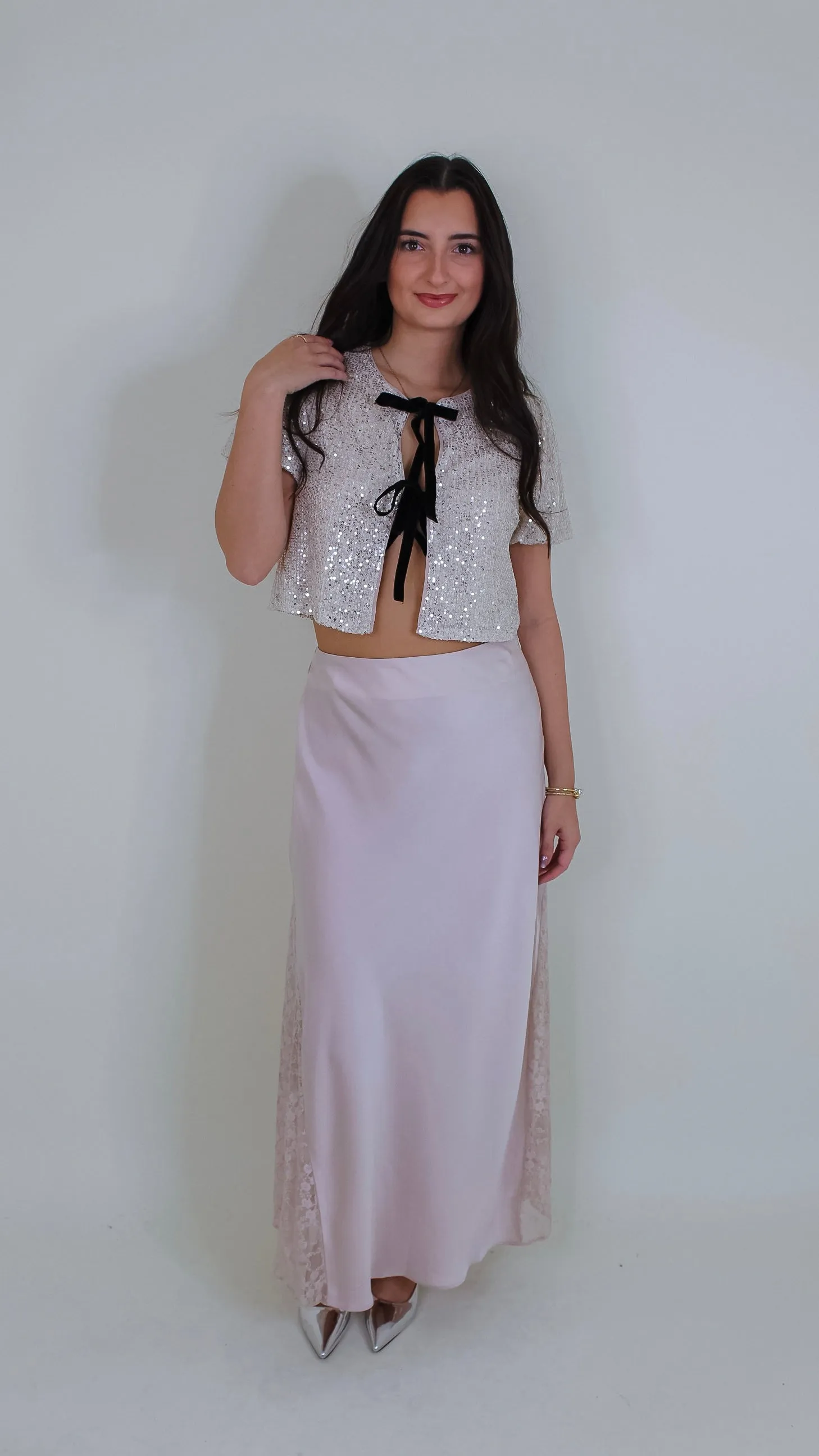 Charlene Pearl Stain Lace Midi Skirt