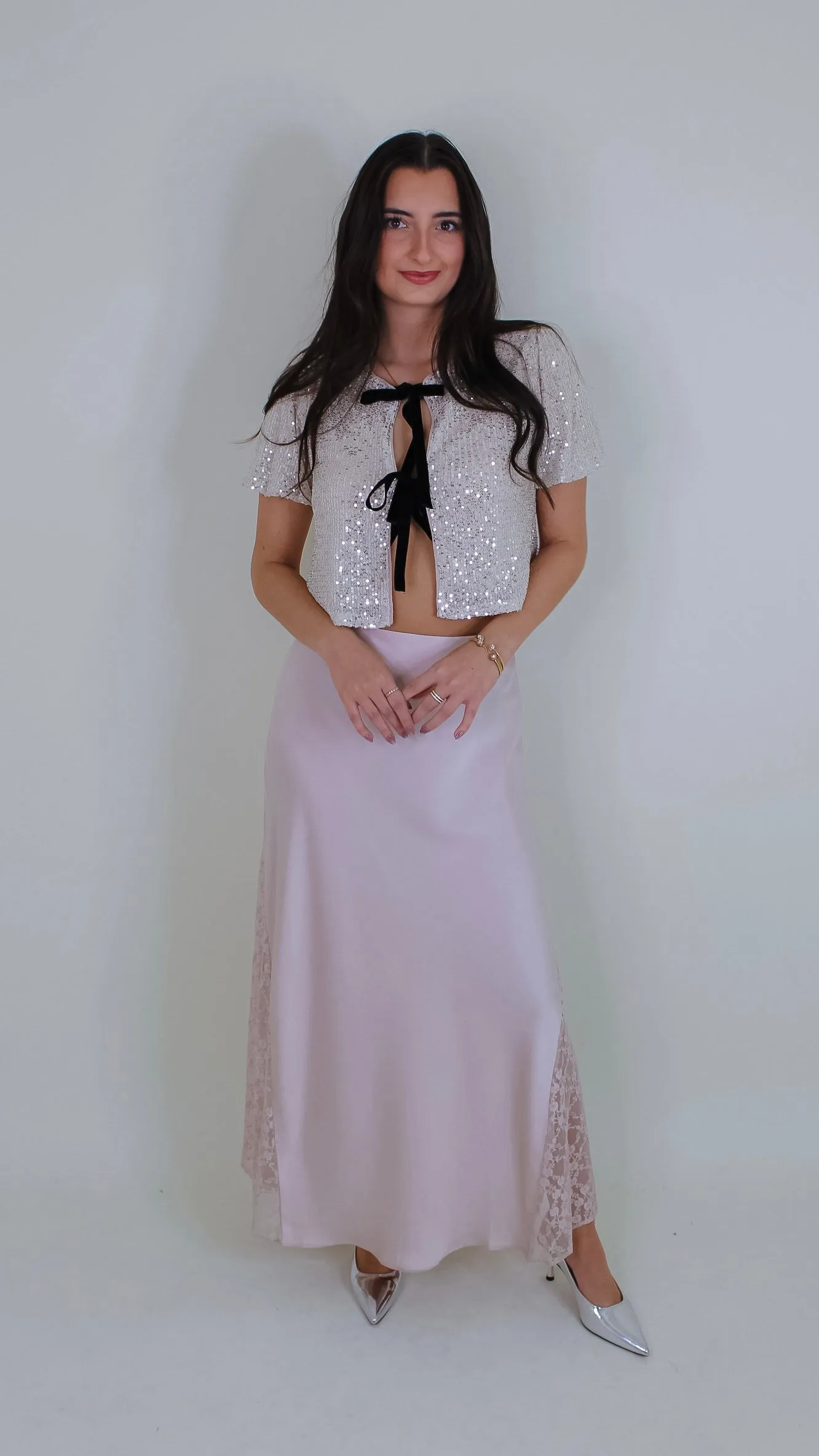 Charlene Pearl Stain Lace Midi Skirt