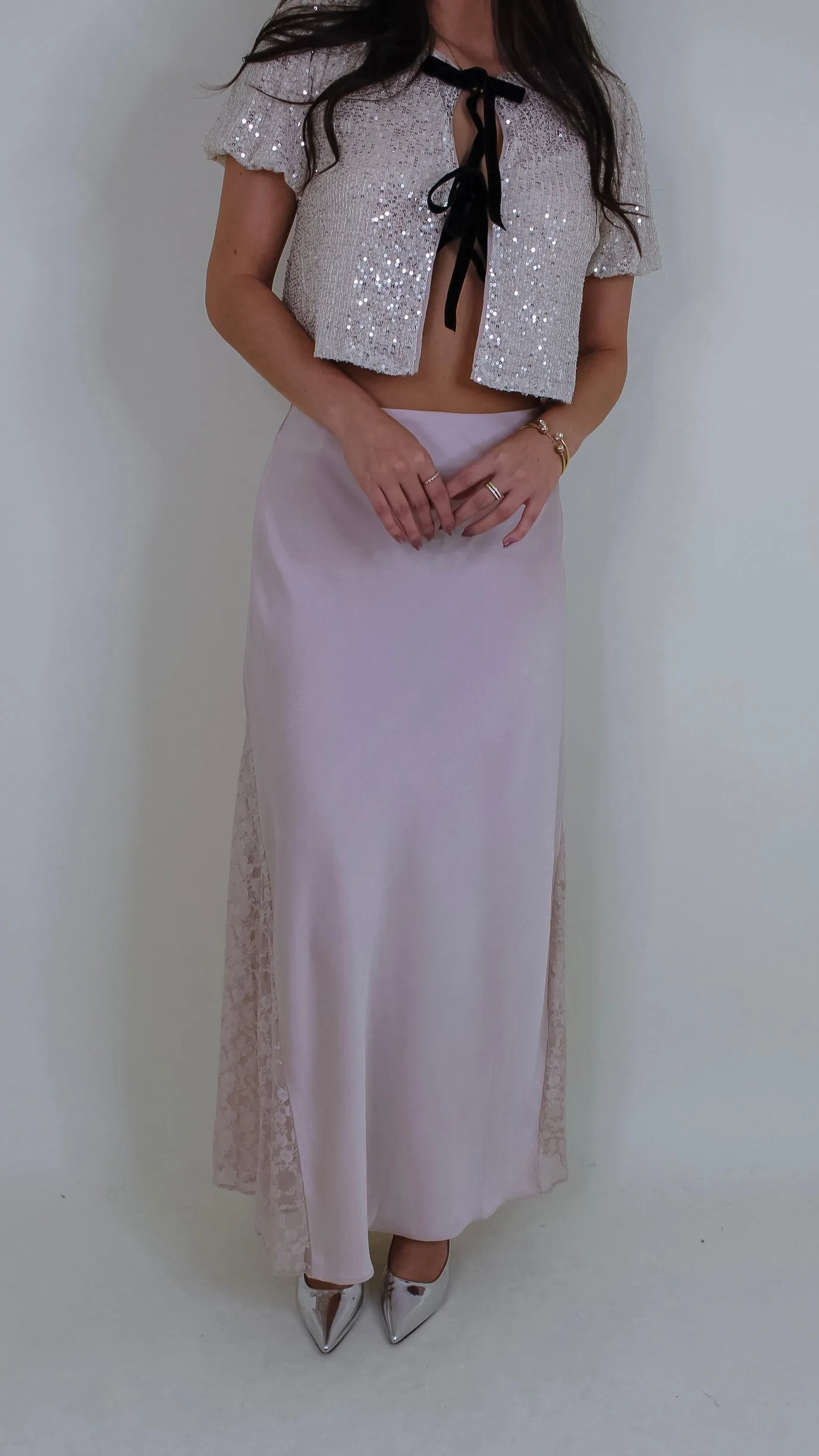 Charlene Pearl Stain Lace Midi Skirt