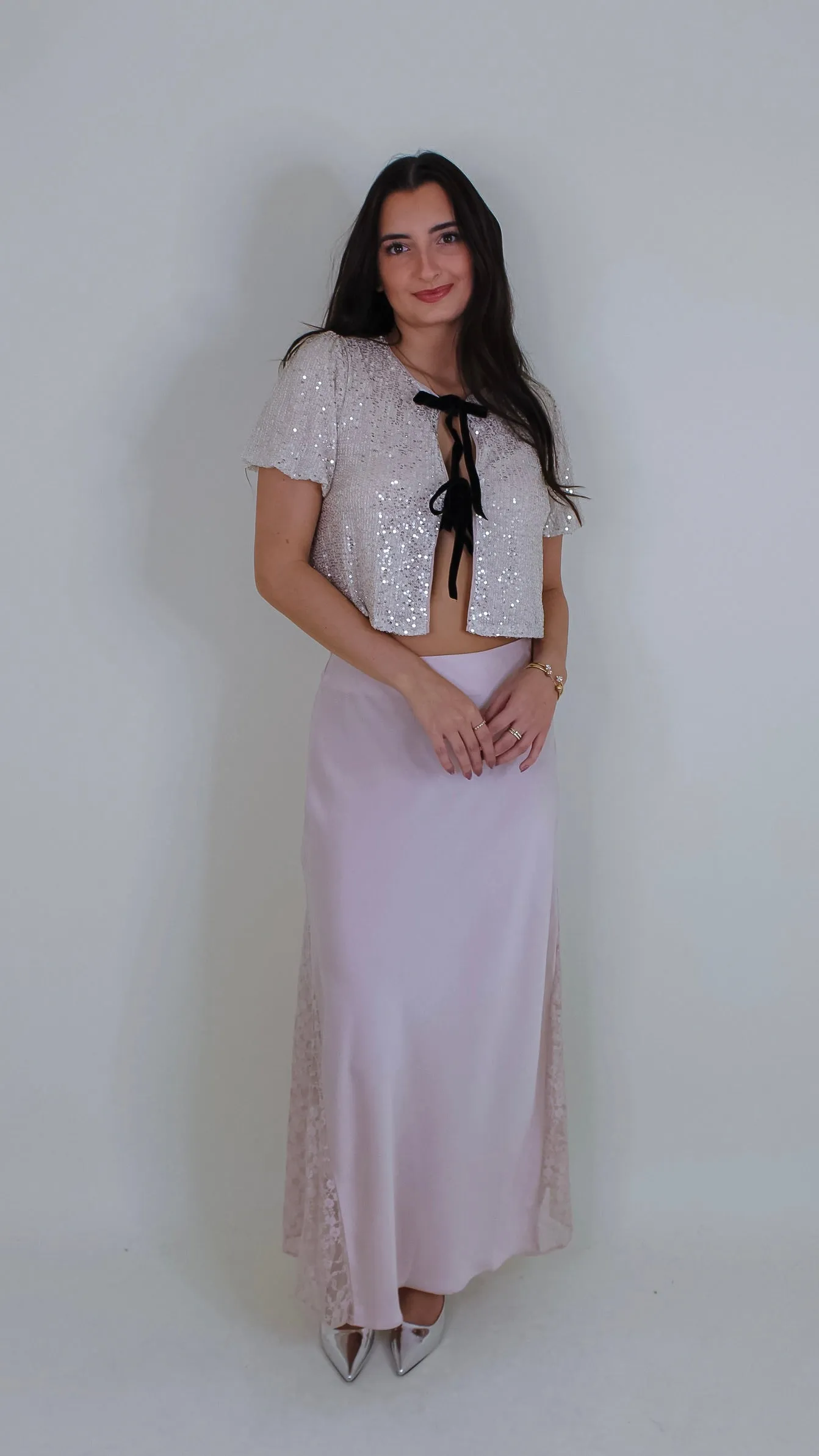 Charlene Pearl Stain Lace Midi Skirt