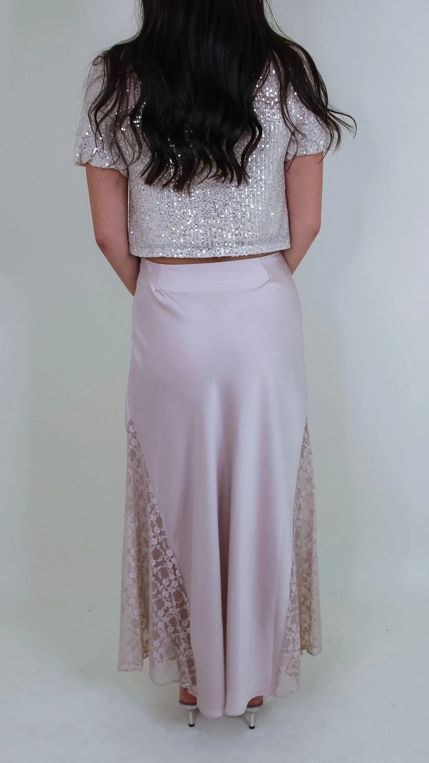 Charlene Pearl Stain Lace Midi Skirt