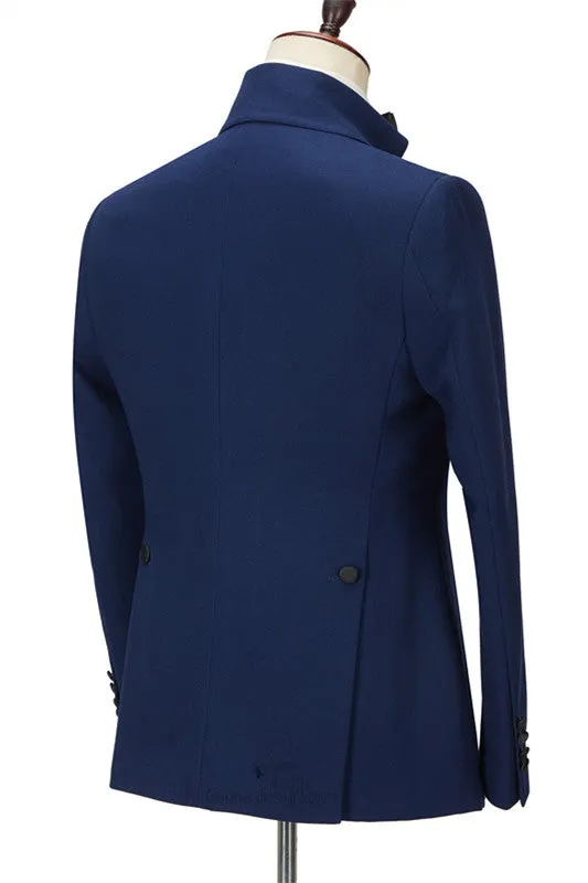 Chic Dark Navy Peak Lapel Two Pieces Classic Men Suit for Prom
