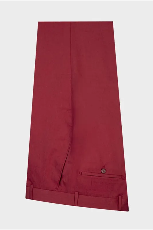 Chic Red Peaked Lapel Slim Fit Prom Suits for Men
