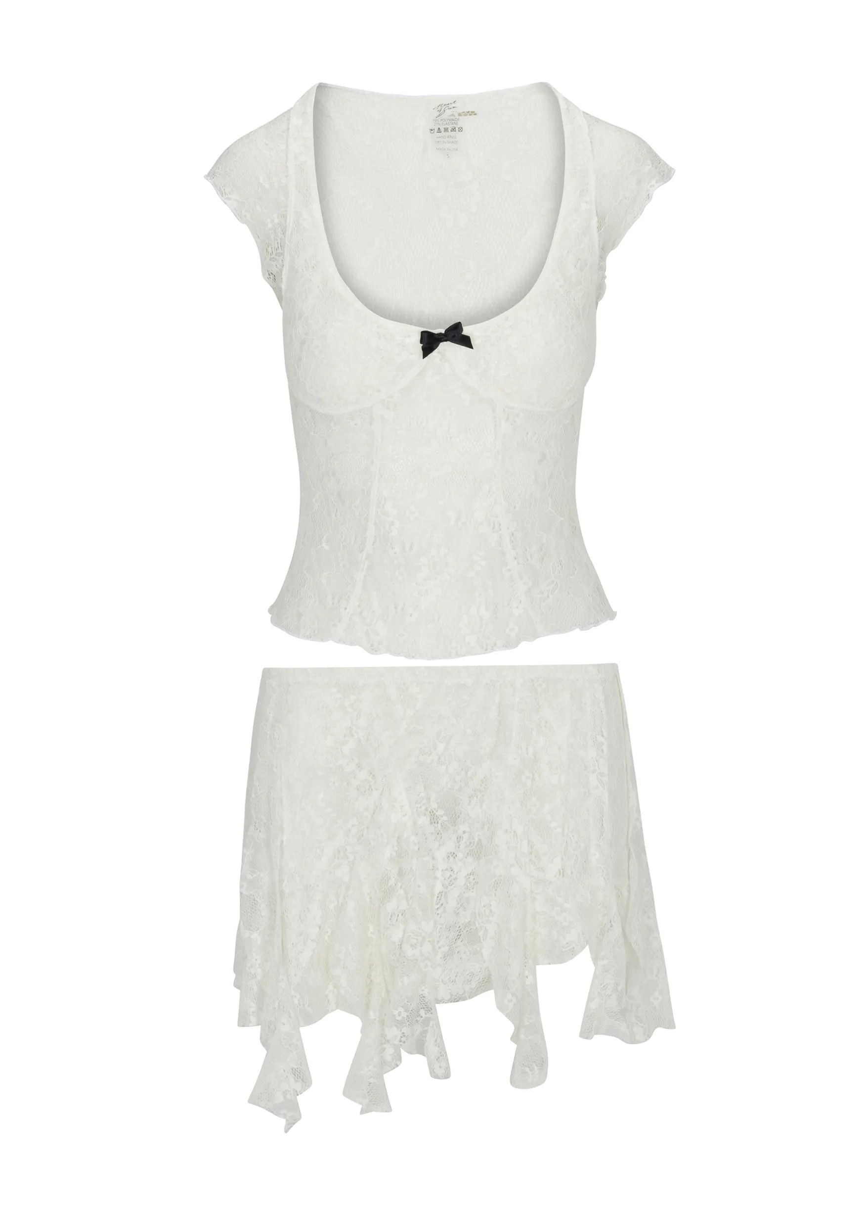 Chérie Asymmetrical Mini Skirt │ Ivory Lace
