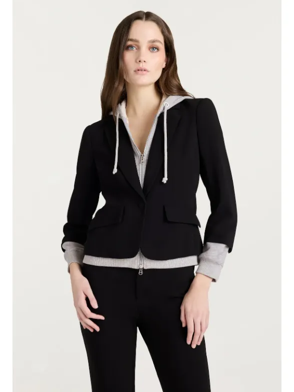 Cinq a Sept Le Petit Zip-Up Khloe Blazer in Black/Heather Grey