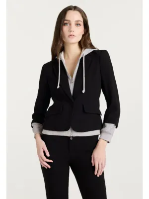 Cinq a Sept Le Petit Zip-Up Khloe Blazer in Black/Heather Grey