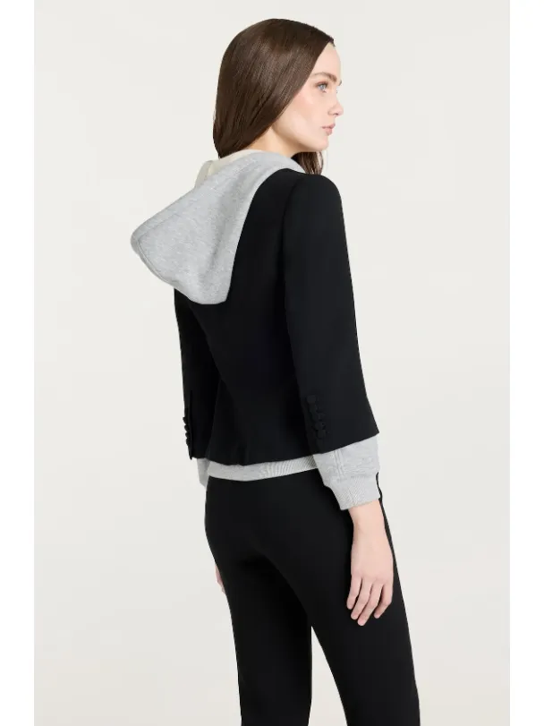 Cinq a Sept Le Petit Zip-Up Khloe Blazer in Black/Heather Grey
