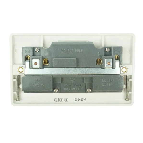 Click Mode Two Gang Double 13A White PVC Socket