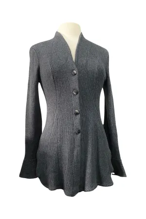 COURTNEY  Long Sleeve Button Down Ribbed Cardigan Charcoal
