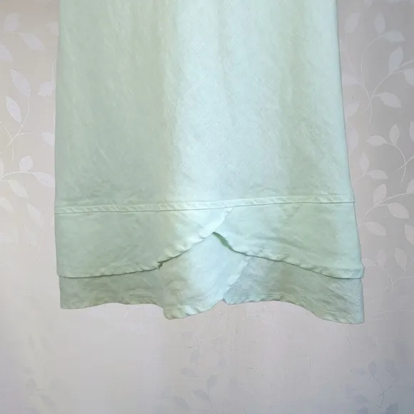 CP Shades Josie Linen Scallop Tier Midi Skirt w/ Tag Mint Pastel Green Small