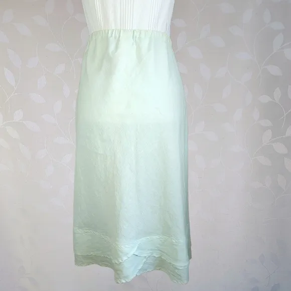 CP Shades Josie Linen Scallop Tier Midi Skirt w/ Tag Mint Pastel Green Small
