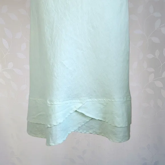CP Shades Josie Linen Scallop Tier Midi Skirt w/ Tag Mint Pastel Green Small