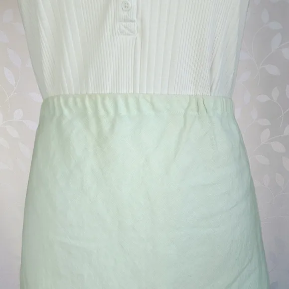 CP Shades Josie Linen Scallop Tier Midi Skirt w/ Tag Mint Pastel Green Small