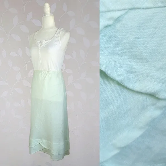 CP Shades Josie Linen Scallop Tier Midi Skirt w/ Tag Mint Pastel Green Small