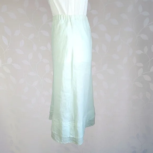 CP Shades Josie Linen Scallop Tier Midi Skirt w/ Tag Mint Pastel Green Small
