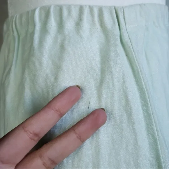 CP Shades Josie Linen Scallop Tier Midi Skirt w/ Tag Mint Pastel Green Small