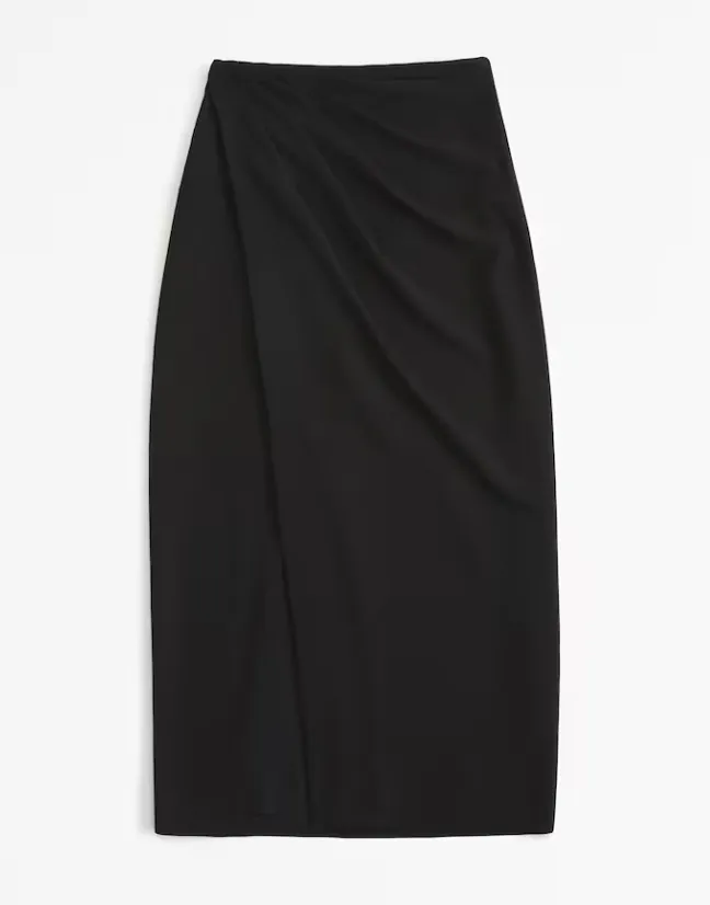 Crepe Draped Midi Skirt