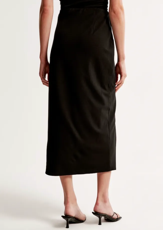 Crepe Draped Midi Skirt