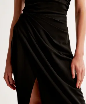 Crepe Draped Midi Skirt