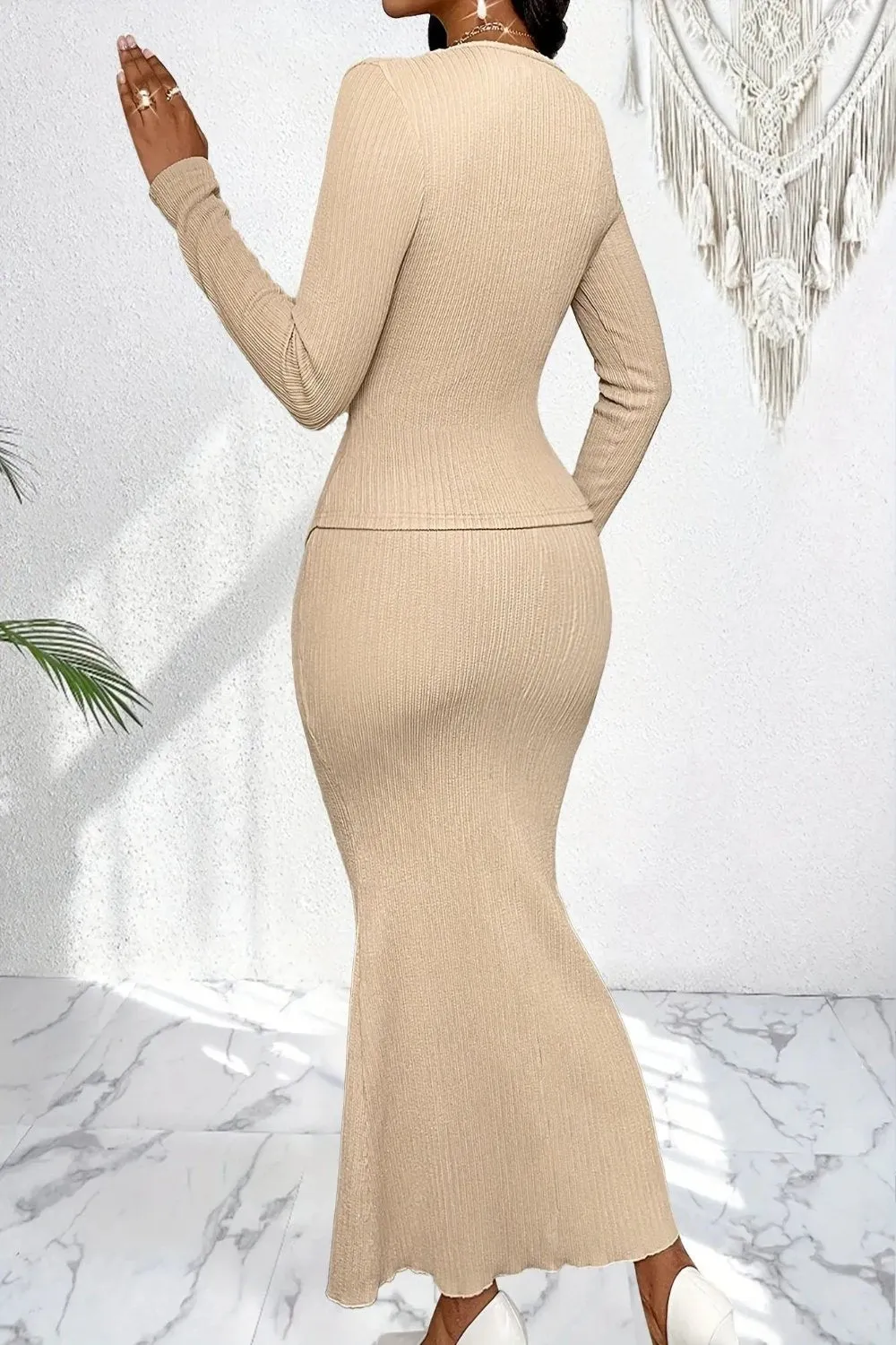 Criss Cross Knit Sweater and Skirt Set