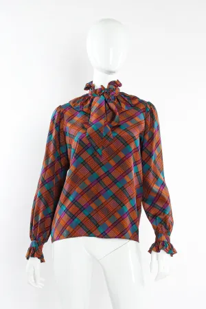Crosshatch Ruffle Silk Blouse