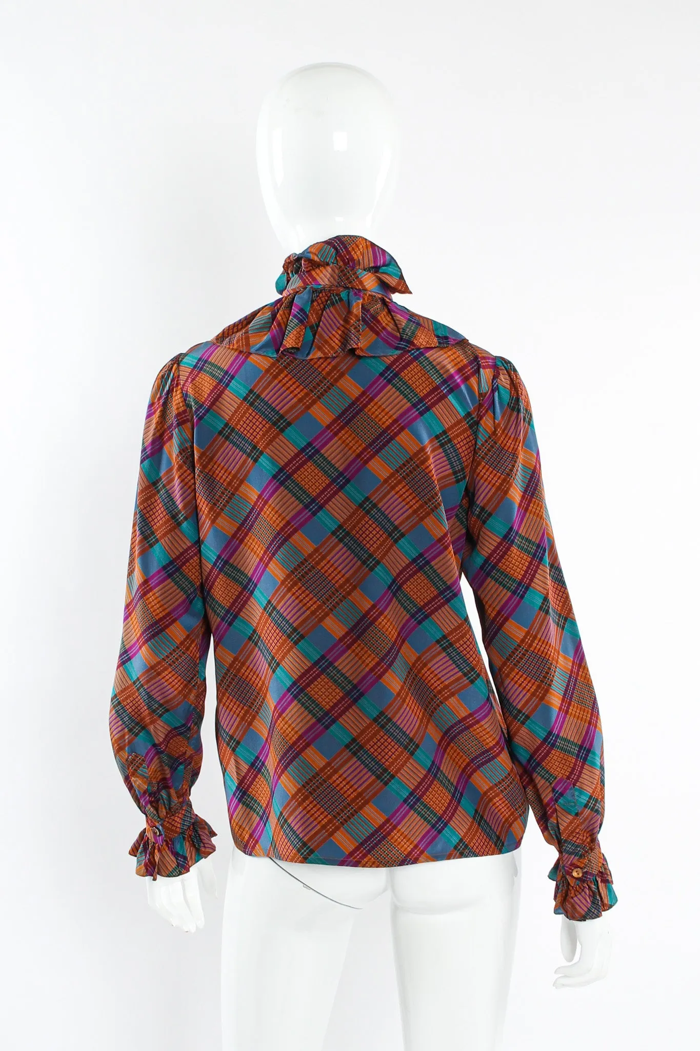 Crosshatch Ruffle Silk Blouse