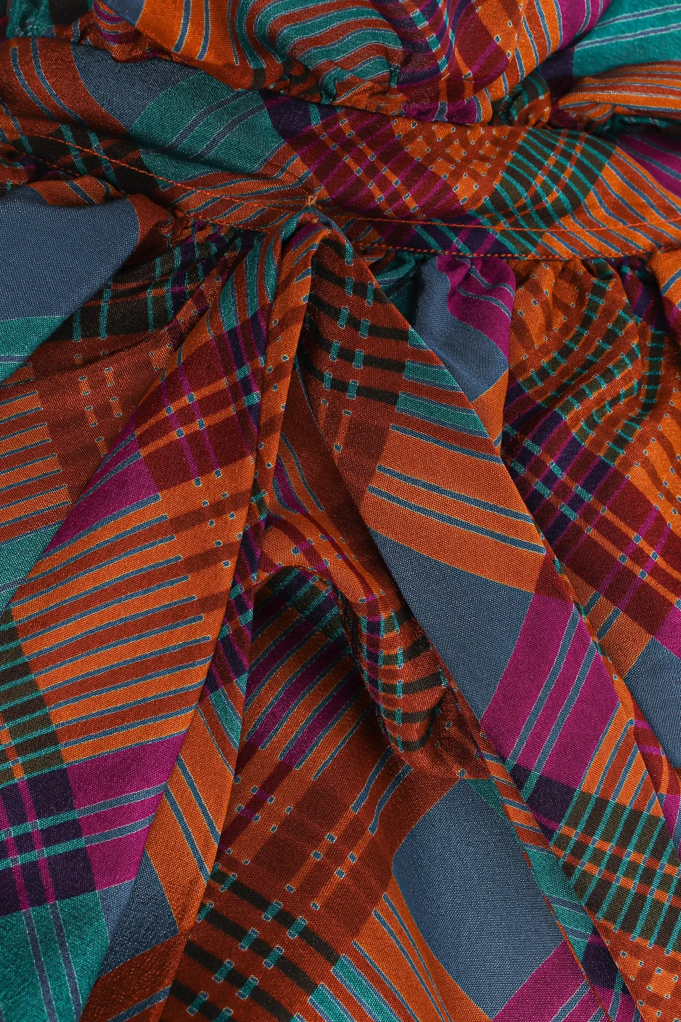 Crosshatch Ruffle Silk Blouse