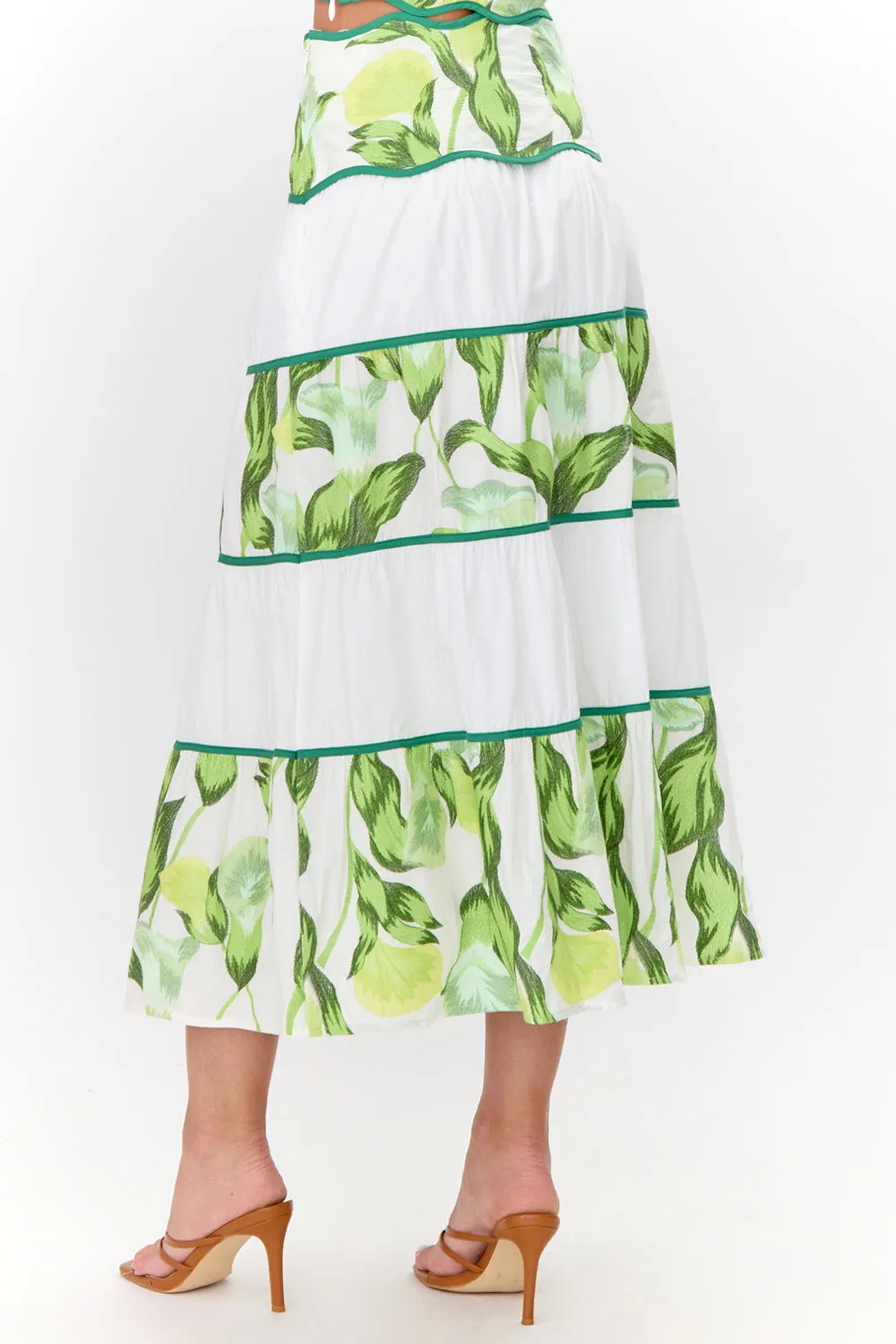 Daphne Embroidered Scalloped Trim Maxi Skirt