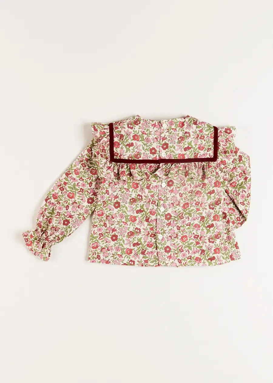 Daphne Floral Long Sleeve Blouse in Pink (12mths-10yrs)