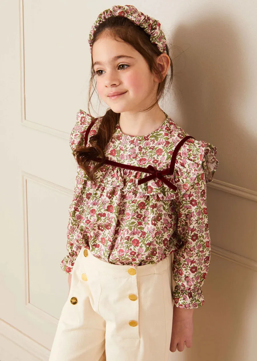 Daphne Floral Long Sleeve Blouse in Pink (12mths-10yrs)