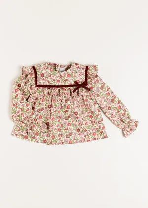 Daphne Floral Long Sleeve Blouse in Pink (12mths-10yrs)