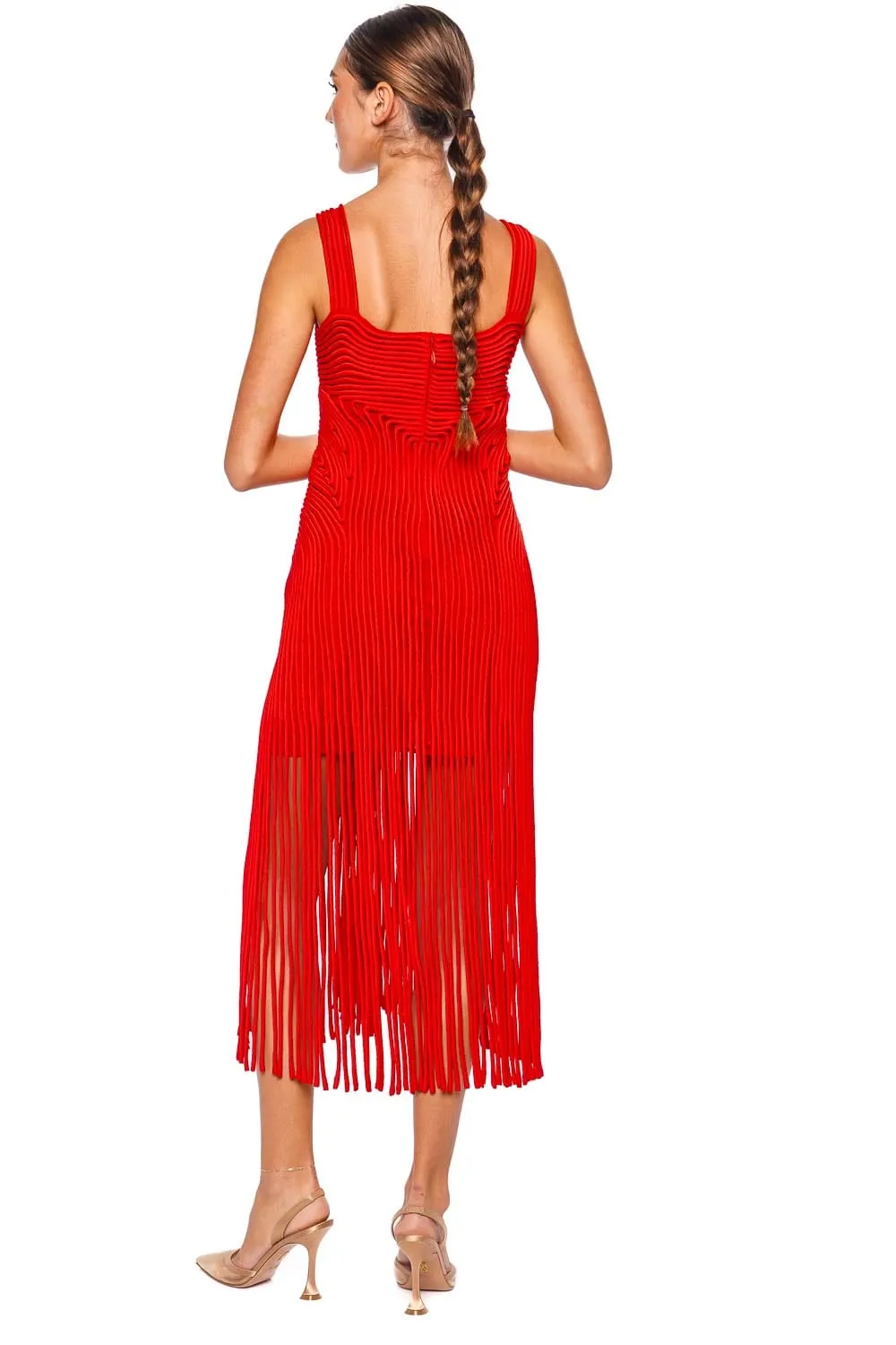 Darby Macramé Fringe Midi Dress