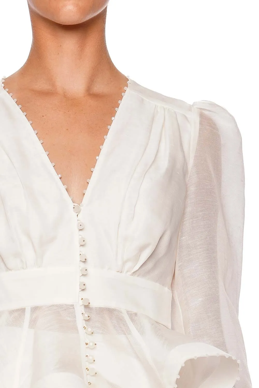 Dawning Ivory V Neck Beaded Blouse
