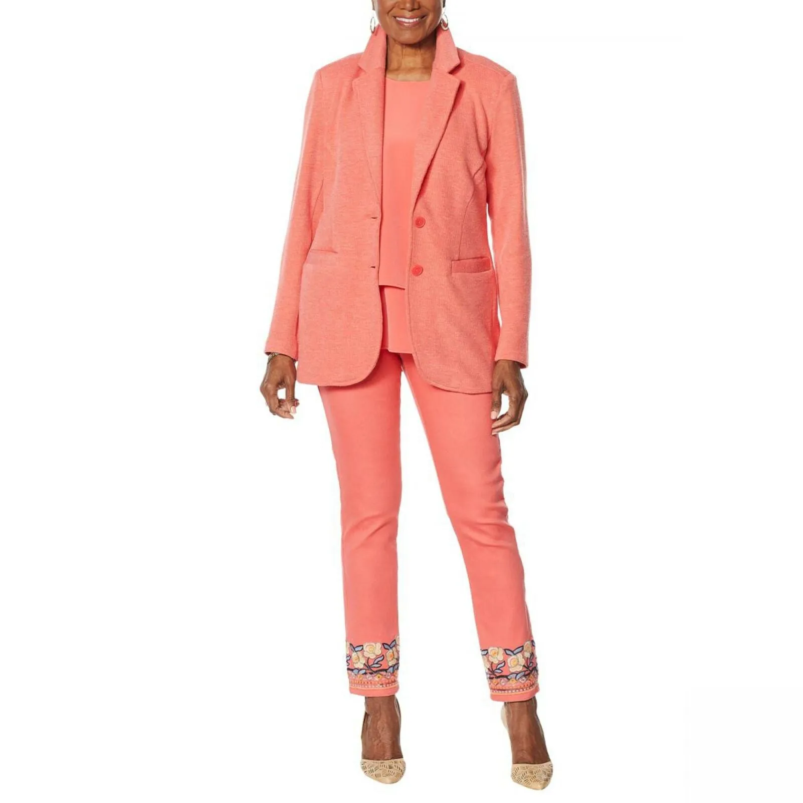 DG2 by Diane Gilman Women's Heathered Double Knit Blazer Jacket