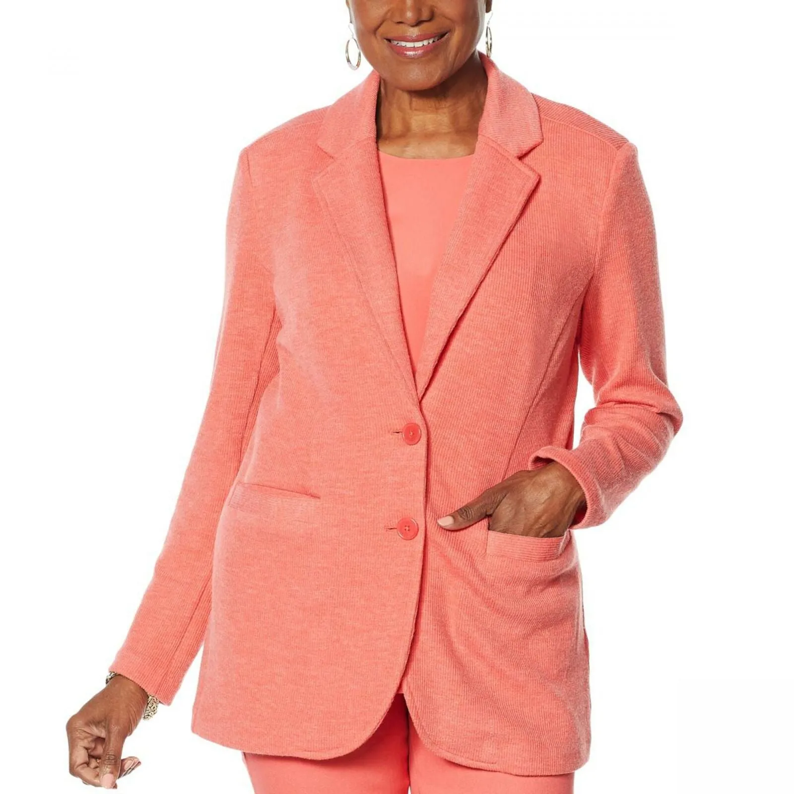DG2 by Diane Gilman Women's Heathered Double Knit Blazer Jacket