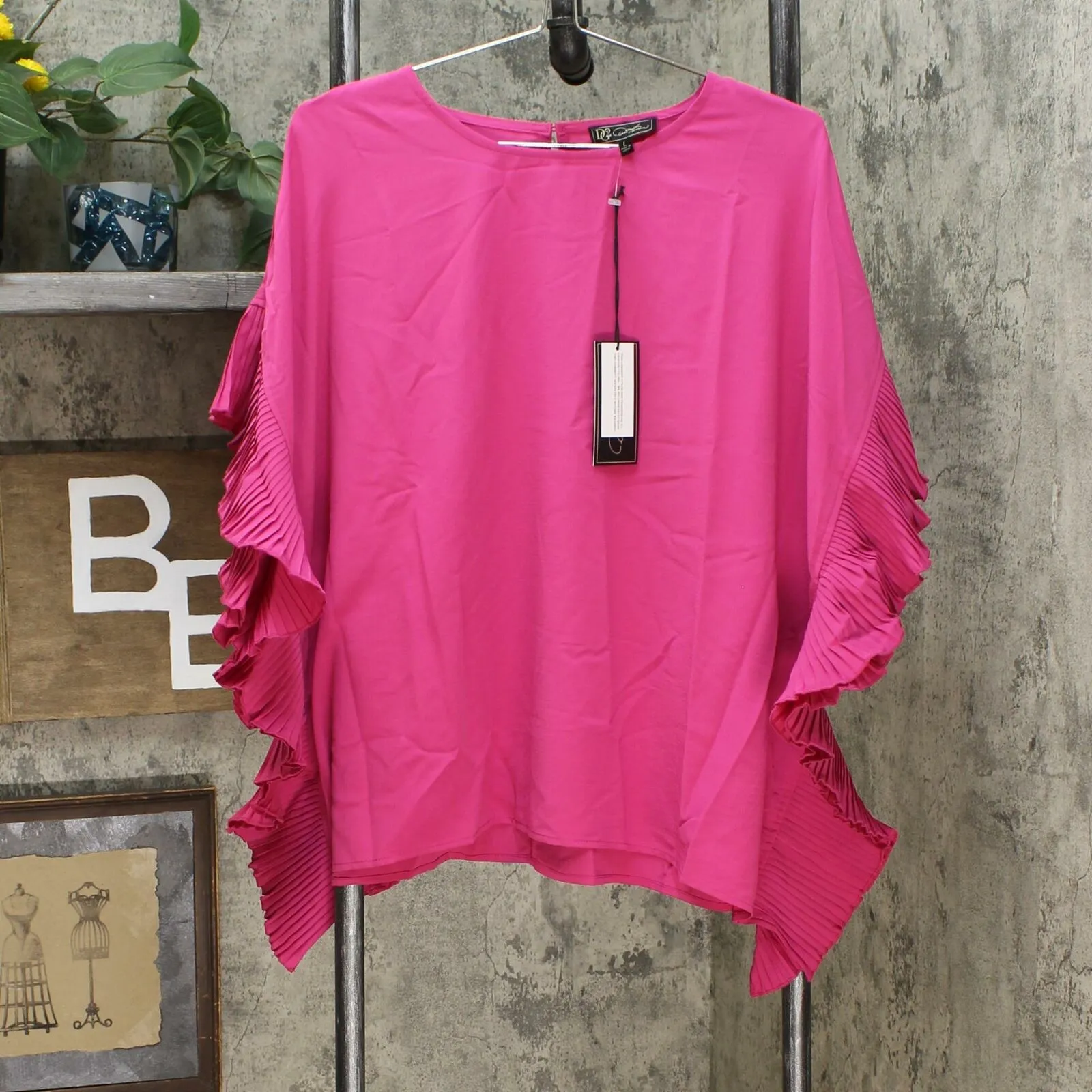 DG2 by Diane Gilman Women's Pleated Poncho Blouse