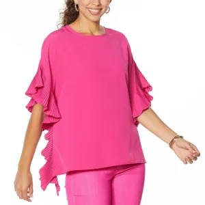DG2 by Diane Gilman Women's Pleated Poncho Blouse