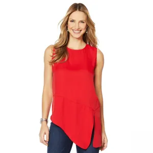 DG2 by Diane Gilman Women's Plus Size Asymmetric Sleeveless Blouse