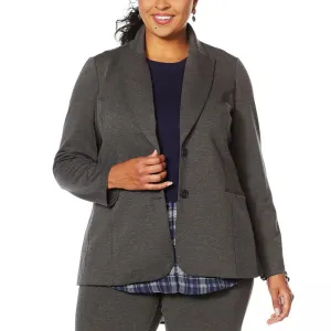 DG2 by Diane Gilman Women's Plus Size Ponte Knit Boyfriend Blazer Jacket