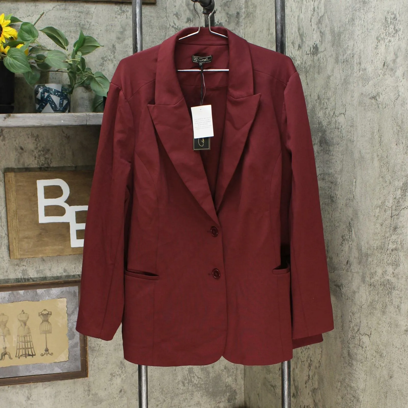 DG2 by Diane Gilman Women's Plus Size Ponte Knit Boyfriend Blazer Jacket
