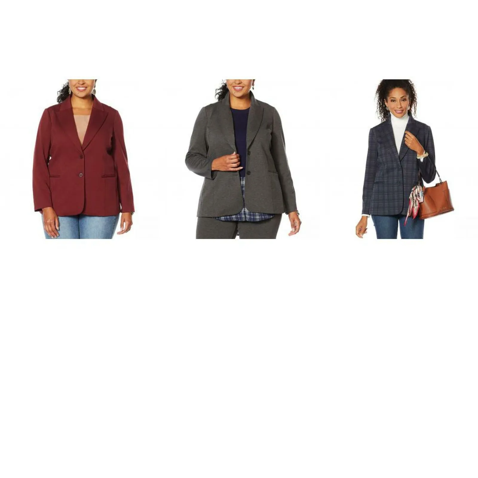 DG2 by Diane Gilman Women's Plus Size Ponte Knit Boyfriend Blazer Jacket