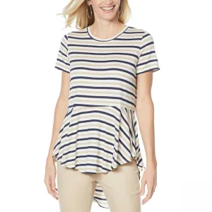 DG2 by Diane Gilman Women's Plus Size Striped Peplum Drama Top