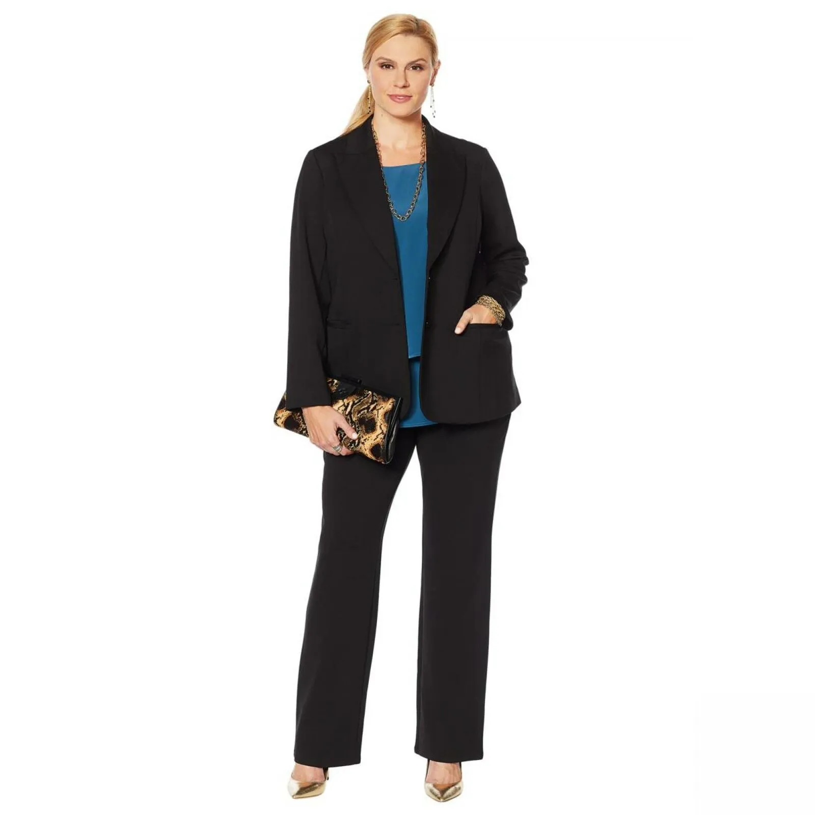 DG2 by Diane Gilman Women's Ponte Knit Boyfriend Blazer