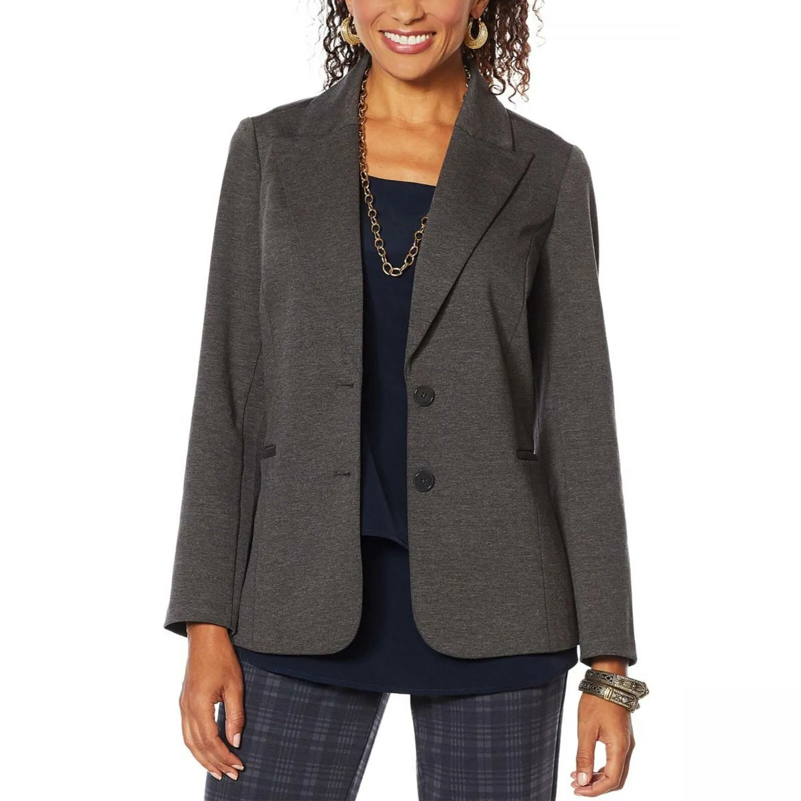 DG2 by Diane Gilman Women's Ponte Knit Boyfriend Blazer